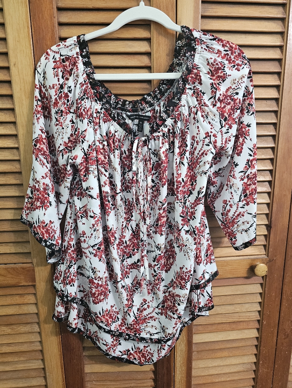 White House Black Market Floral Layered Peasant Top – Size XL Cottagecore Chic
